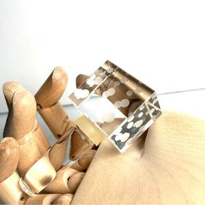 Mikasa CHEERS Lead Crystal Bottle Stopper Etched Polka Dots Square Top NWOT